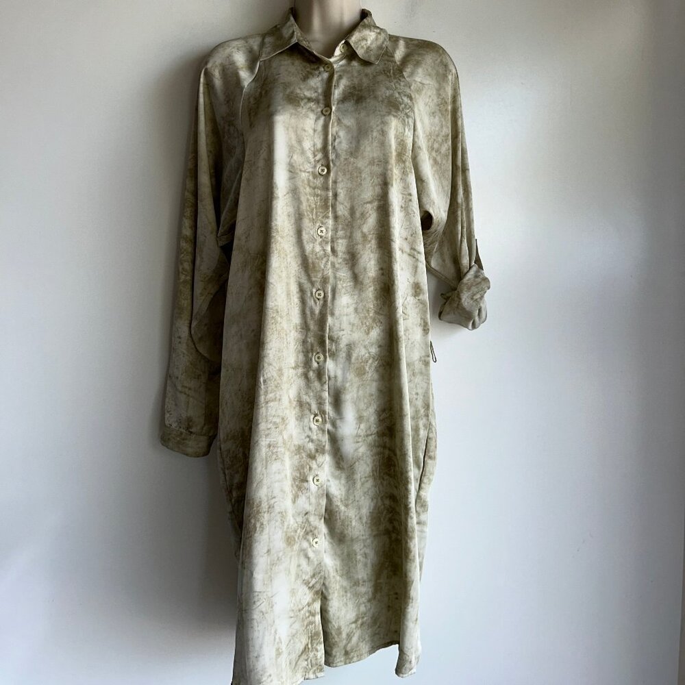 Michael Kors Roll Sleeve Button Front Shirt Dress Size Small